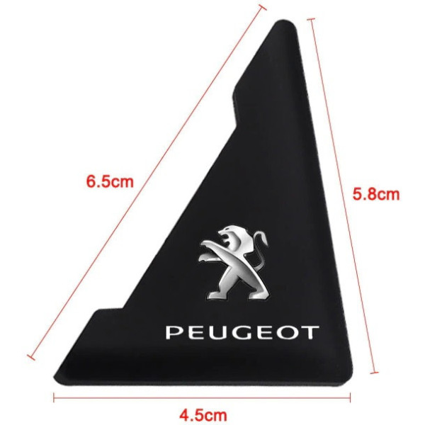Захист кутів дверей Peugeot 2 шт Гумові 45х58х47 мм на скотчі Чорні Посилені (протиударні чохли від сколів)