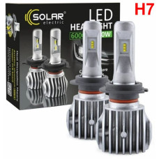 LED лампи автомобільні Solar H7 12/24V 40W 6500K 6000Lm IP65 радіатор та кулер (CANBUS з обманкою) 2 шт (8607)