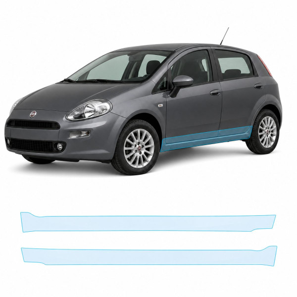Антигравійна захисна бронеплівка за лекалами для Fiat Punto (Grande Punto/Punto Evo) III 2005-2018 - нижня зона кузова пороги