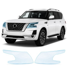Антигравийная защитная бронепленка по лекалам для Nissan Patrol Y62 facelift 2 2019- оптика (фары и ПТФ)
