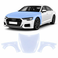 Антигравийная защитная бронепленка по лекалам для Audi A7 C8 2018-2022 - капот и передние крылья