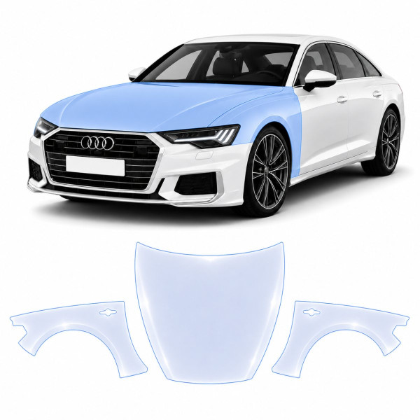 Антигравийная защитная бронепленка по лекалам для Audi A7 C8 2018-2022 - капот и передние крылья