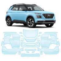 Антигравийная защитная бронепленка по лекалам для Hyundai Venue I 2019- полный кузов