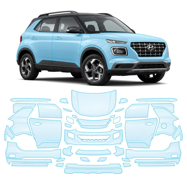Антигравийная защитная бронепленка по лекалам для Hyundai Venue I 2019- полный кузов