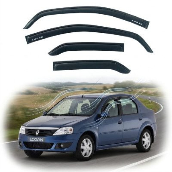 Дефлектори вікон вітровики Renault Logan 2004-2012 Седан 3М Скотч Voron Glas