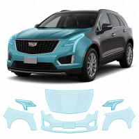 Антигравійна захисна бронеплівка за лекалами для Cadillac XT5 I facelift 2020- передня частина авто (капот бампер крила))