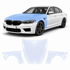 Антигравийная защитная бронепленка по лекалам для BMW M5 F90 2017-2023 - капот и передние крылья