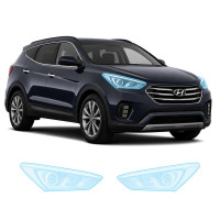 Антигравийная защитная бронепленка по лекалам для Hyundai Santa Fe DM facelift 2016-2018 - оптика (фары и ПТФ)