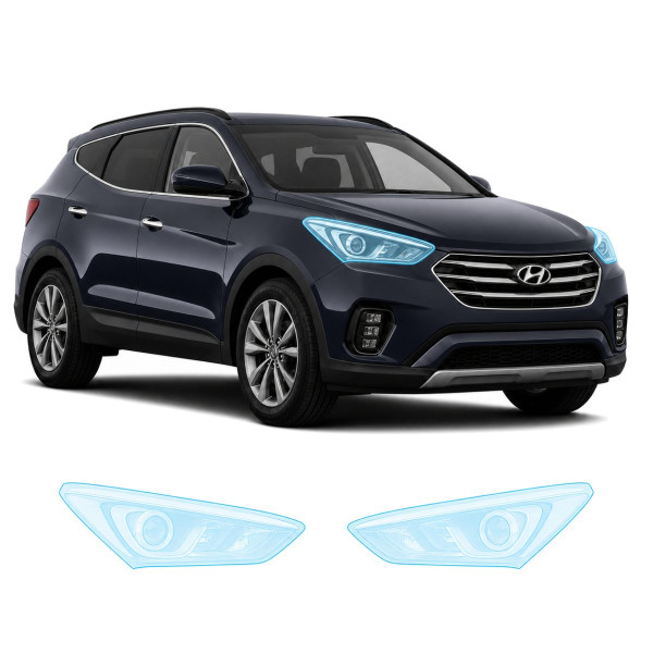Антигравійна захисна бронеплівка за лекалами для Hyundai Santa Fe DM facelift 2016-2018 - оптика (фари та ПТФ)