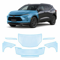 Антигравийная защитная бронепленка по лекалам для Chevrolet Blazer III facelift 2023-2025 - передняя часть авто (капот бампер фары крылья)