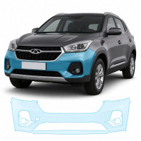Антигравийная защитная бронепленка по лекалам для Chery Tiggo 4 I 2017-2022 - передний бампер