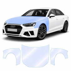 Антигравийная защитная бронепленка по лекалам для Audi A4 B9 facelift 2020-2025 - капот и передние крылья