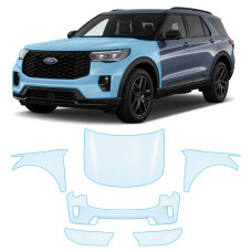 Антигравійна захисна бронеплівка за лекалами для Ford Explorer (US) VI facelift 2024- передня частина авто (капот бампер крила))