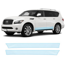 Антигравийная защитная бронепленка по лекалам для Infiniti QX80 Z62 2010-2017 - нижняя зона кузова пороги