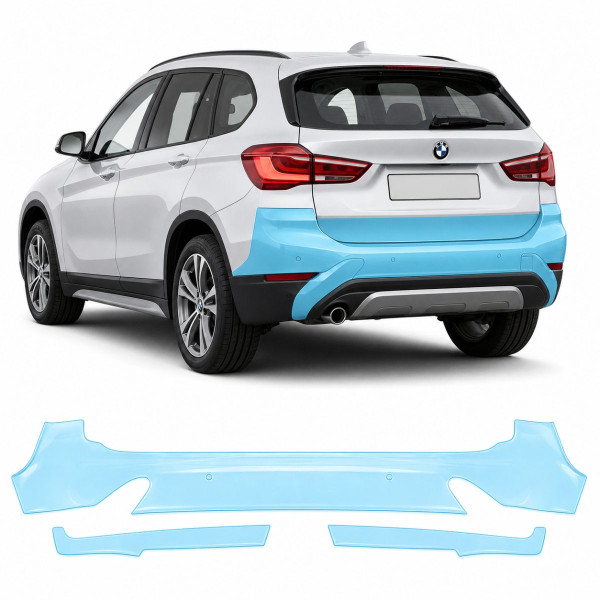Антигравийная защитная бронепленка по лекалам для BMW X1 F48 2015-2022 - задний бампер