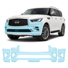 Антигравийная защитная бронепленка по лекалам для Infiniti QX80 Z62 facelift 2018-2024 - передний бампер