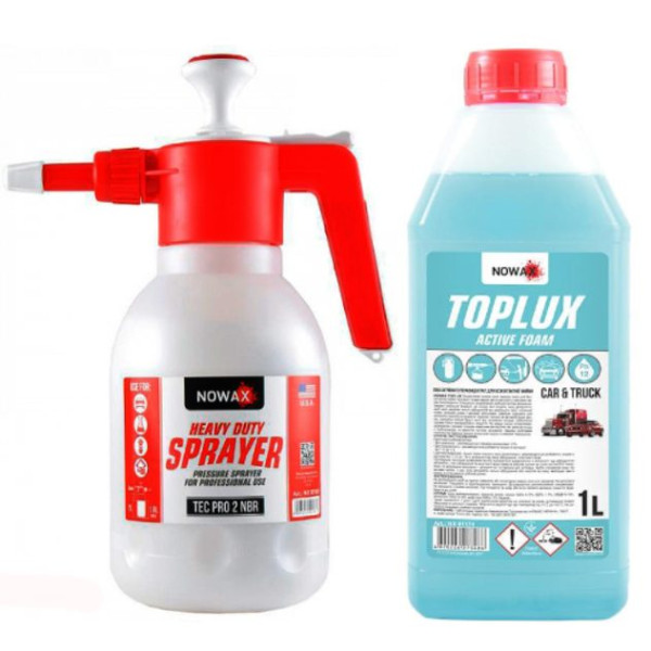 Набір для миття авто Nowax TopLux №1 Помповий ручний розпилювач та Піна активна (NX01174 NX02181)