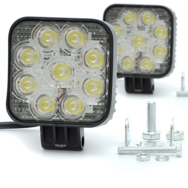 Додаткова LED фара 27W (3W*9) 10-30V 82x80x30 mm Далека (87 27W) 2 шт (3432)