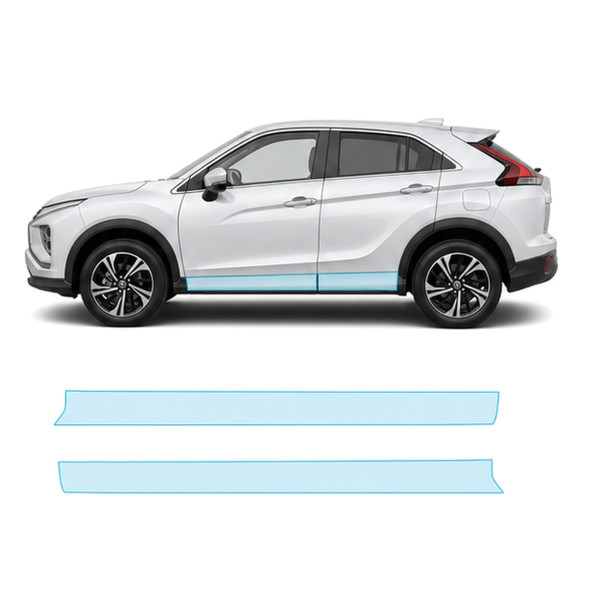 Антигравийная защитная бронепленка по лекалам для Mitsubishi Eclipse Cross I facelift 2021-2024 - нижняя зона кузова пороги