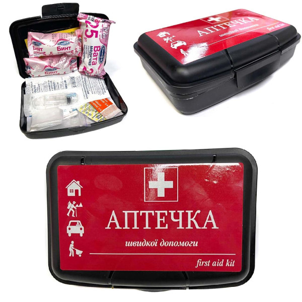 Аптечка автомобільна АМА-1 до 9 чоловік Пластиковий бокс міні First AID Kit