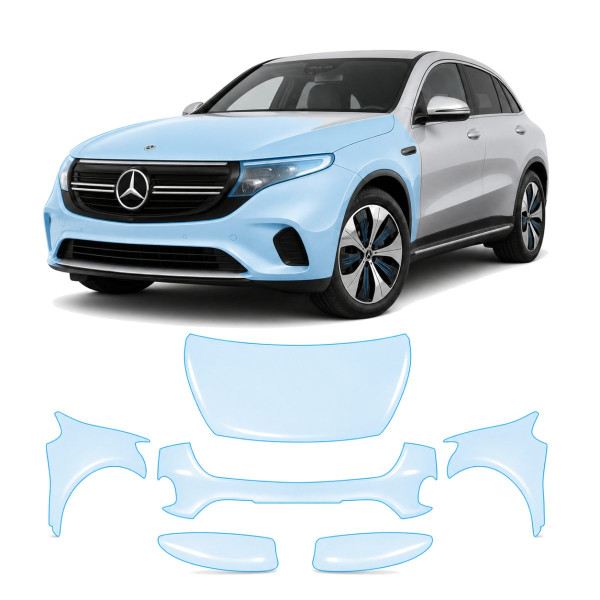 Антигравійна захисна бронеплівка за лекалами для Mercedes-Benz EQC N293 2019-2023 - передня частина авто (капот бампер крила))