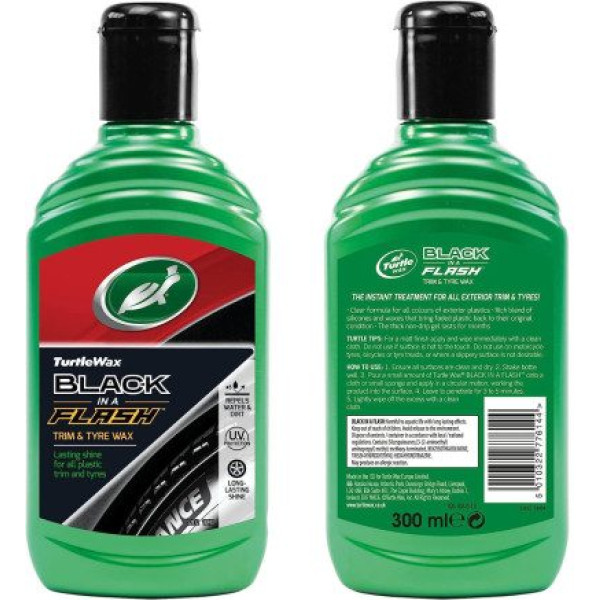 Відновник поверхонь гель поліроль для пластику та гуми Turtle Wax Black in a Flash 300 мл (52855/18458)