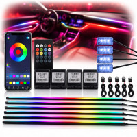 LED Подсветка Салона неоновая RGB Ambient light 12V Bluetooth (Набор 14 в 1)