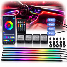 LED Підсвічування Салон неоновий RGB Ambient light 12V Bluetooth (Набір 14 в 1)