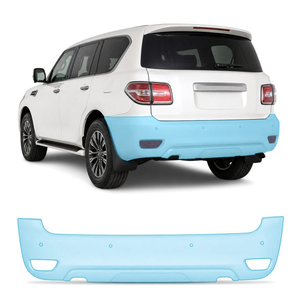 Антигравийная защитная бронепленка по лекалам для Nissan Patrol Y62 facelift 2 2014-2019 - задний бампер