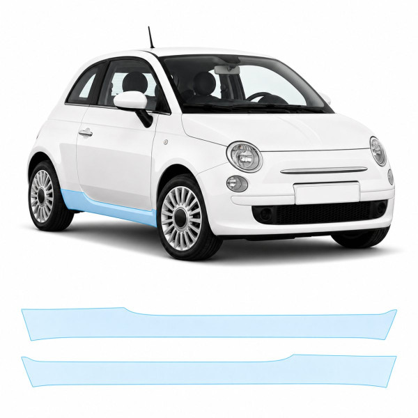Антигравийная защитная бронепленка по лекалам для Fiat 500 II 2007- нижняя зона кузова пороги