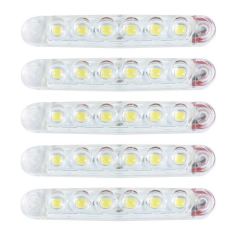 Габарит LED прямокутний 100х10 мм 12/24V 6 діодів Лінза Білий 5 шт (МРТ 23)
