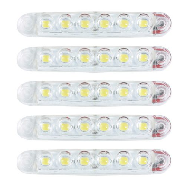 Габарит LED прямоугольный 100х10 мм 12/24V 6 диодов Линза Белый 5 шт (МРТ 23)