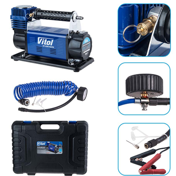 Автомобільний компресор Vitol OFF ROAD MASTER 150psi 50Amp 160л шланг 7,5м Клемі (K-71)