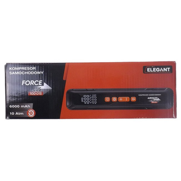 Автомобільний компресор Бездротовий Force PLUS Повербанк 12V 6000 mAh 10Атм 4-режиму LED USB 5V-2.4A (EL100 015)