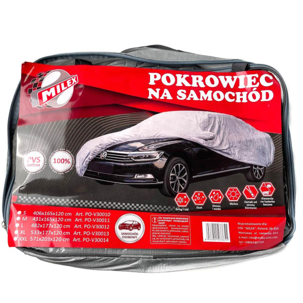 Автомобільний тент для седана Milex PEVA L 483x178x119 см (кишені під дзеркала замок)