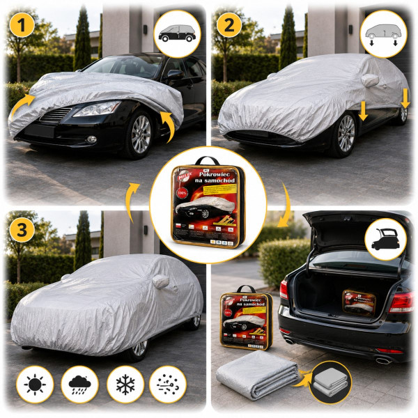 Тент автомобільний для седана Milex / L 483x178x119 см / Polyester