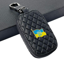 Ключниця – чохол автомобільна для ключів з логотипом Прапор України Ромб Чорний