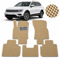 Коврики в салон EVA для Volkswagen Tiguan II USA Allspace 2015- с подпятником Бежевые 5 шт