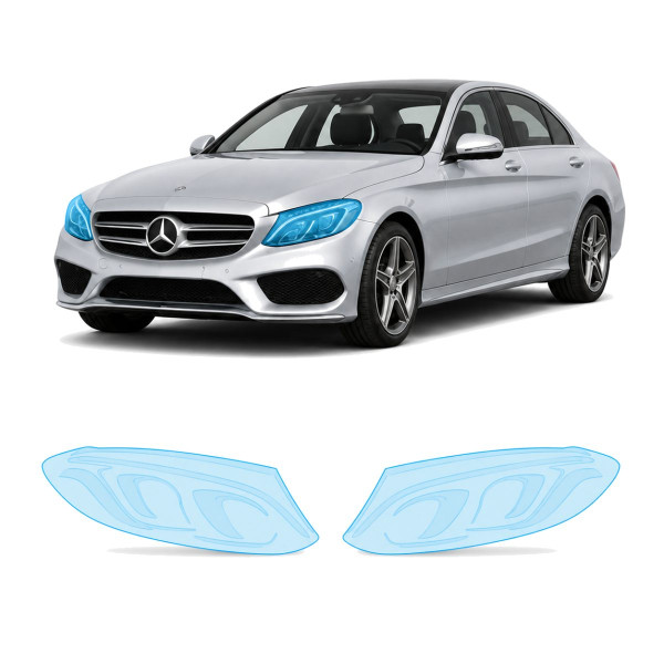 Антигравийная защитная бронепленка по лекалам для Mercedes-Benz C-Class W205 2014-2018 - оптика (фары и ПТФ)