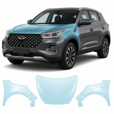 Антигравийная защитная бронепленка по лекалам для Chery Tiggo 4 Pro 2023- капот и передние крылья