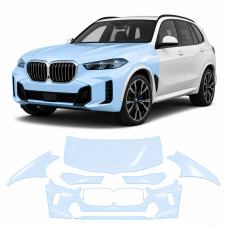 Антигравийная защитная бронепленка по лекалам для BMW X5 G05 facelift 2023- передняя часть авто (капот бампер фары крылья)