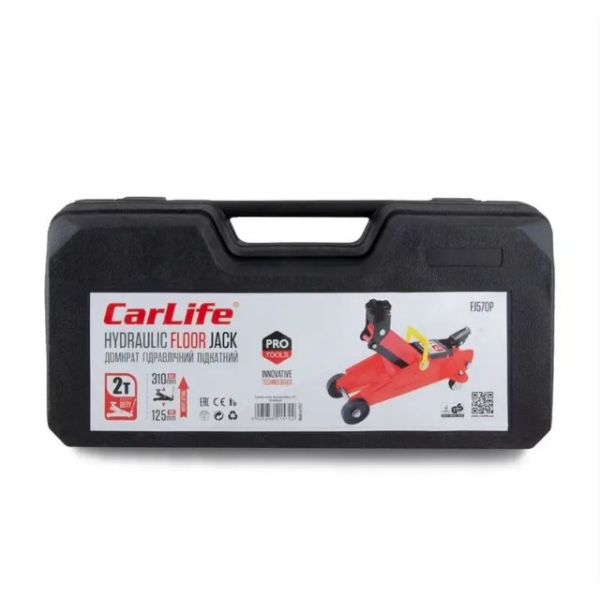 Домкрат гидравлический подкатной 2т 125-310 мм в кейсе 7кг Carlife (FJ570P)