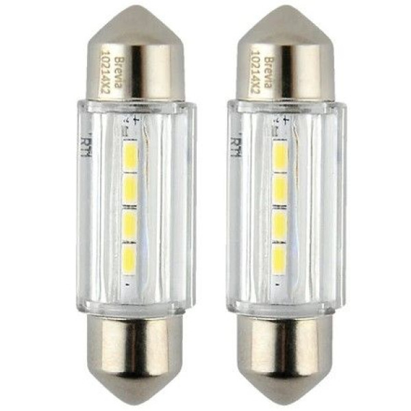 LED автолампа Brevia Spower 12/24V T11 36мм C5W (C10W) 4x12835SMD 180Lm 6000K CANbus T11x36MM 2 шт (10214X2)