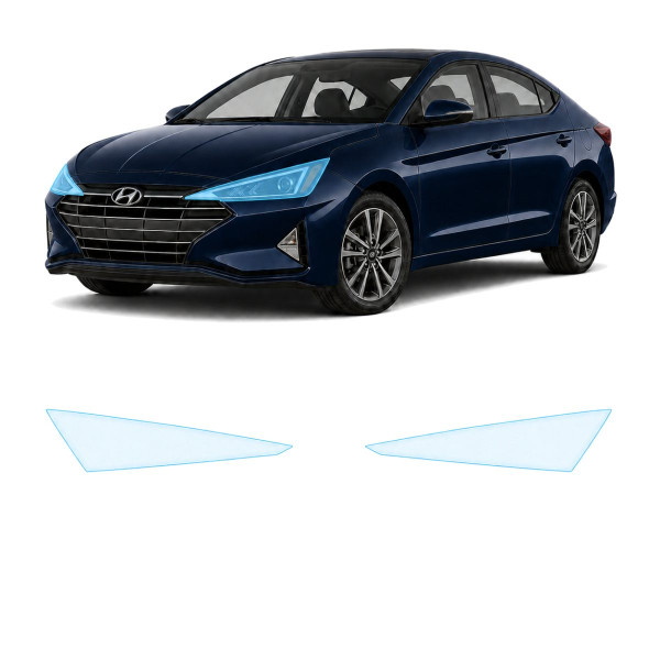 Антигравійна захисна бронеплівка за лекалами для Hyundai Elantra AD facelift 2019-2020 - оптика (фари та ПТФ)