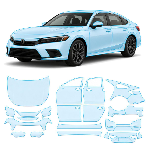 Антигравийная защитная бронепленка по лекалам для Honda Civic XI 2021- полный кузов