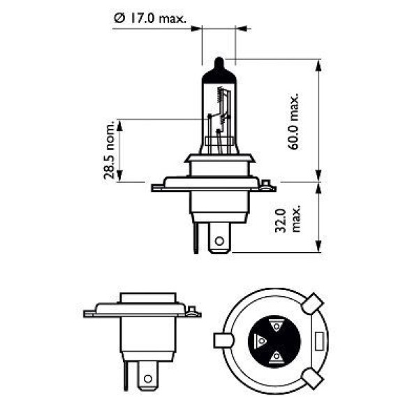 Автолампа галогенная Philips Premium +30% H4 12V 60/55W 3200K 2 шт (12342PRC2)
