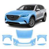 Антигравийная защитная бронепленка по лекалам для Mazda CX-9 TC 2016-2020 - передняя часть авто (капот бампер фары крылья)