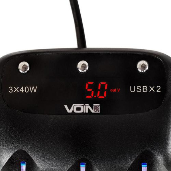 Автомобільний розгалужувач прикурювача VOIN 3 виходу 2400mA 12/24V Провід та Вольтметр (SC-3003)