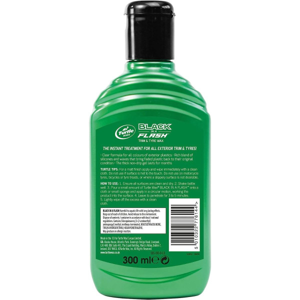 Відновник поверхонь гель поліроль для пластику та гуми Turtle Wax Black in a Flash 300 мл (52855/18458)