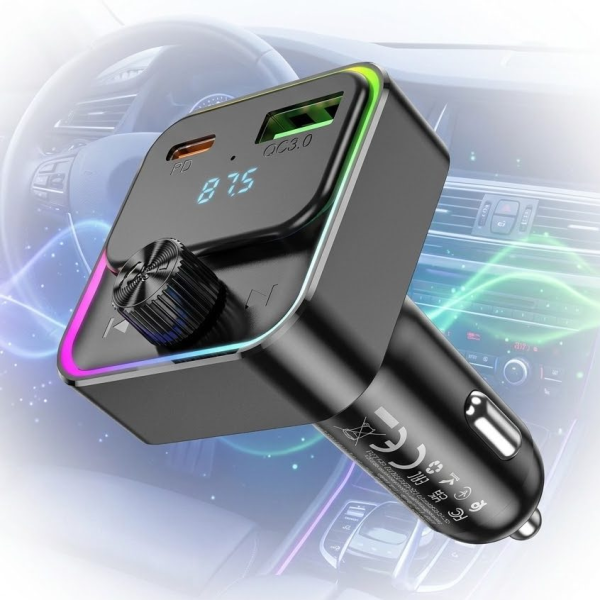 Автомобильный FM модулятор (трансмиттер) Hoco E81 PD30W + QC3.0 с Быстрой зарядкой